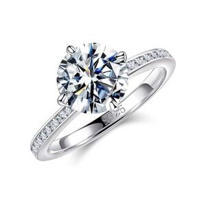 Moissanite 2CT Beautiful Color VVS1 Clarity Silver Ring New